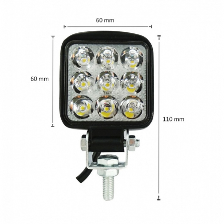 Set 2 LED Mini Proiectore  27W , 6x6 cm , 12/24V , Lumina Alba 6500K [3]