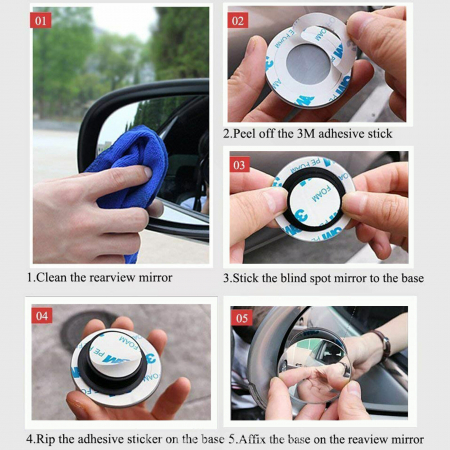 Set 2 oglinzi auto pentru unghi mort, rotunde, pentru oglinzile laterale 360° [9]
