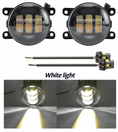 Noutati Flexzon - Set 2 proiectoare ceata LED Dacia, Renault, Ford, Citroen, Suzuki, lumina alba, diamentru Ø91 mm 12V, carcasa aluminiu, mufa H8/H11