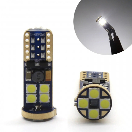 Set 2X Becuri Led T10, 12 LED SMD, W5W, Canbus, 12V, Pentru Pozitie, Plafoniere, Portbagaj, Lumina Alb 6000K [8]