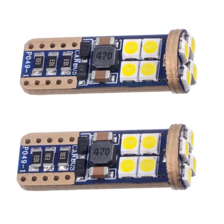 Set 2X Becuri Led T10, 12 LED SMD, W5W, Canbus, 12V, Pentru Pozitie, Plafoniere, Portbagaj, Lumina Alb 6000K [9]