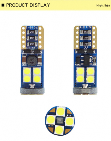 Set 2X Becuri Led T10, 12 LED SMD, W5W, Canbus, 12V, Pentru Pozitie, Plafoniere, Portbagaj, Lumina Alb 6000K [2]