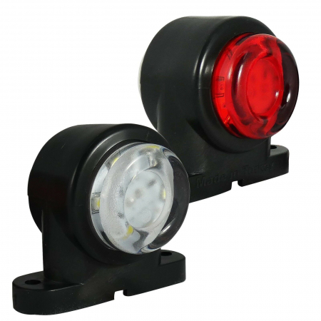 Accesorii Camioane - Set 2 Lampi Laterale LED , Mini, 5.5cm, 12v - 24v, Rosu si Alb, Pentru Remorca, Camion