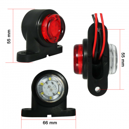 Set 2 Lampi Laterale LED , Mini, 5.5cm, 12v - 24v, Rosu si Alb, Pentru Remorca, Camion [1]