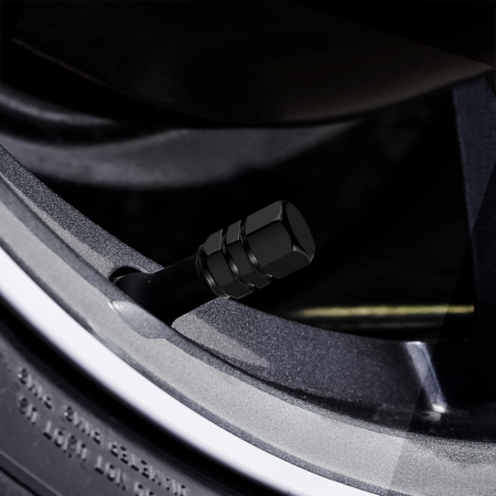 Set 4 capacele pentru ventil auto din aluminiu, negru [5]