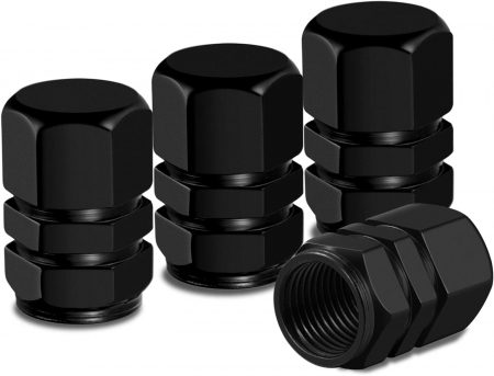 Noutati Real Auto - Set 4 capacele pentru ventil auto din aluminiu, negru