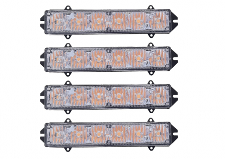 Set 4 lampi LED, 6 Leduri, Tip Stroboscop De Avertizare, Galben, Flash, cu Controler, 12V [2]