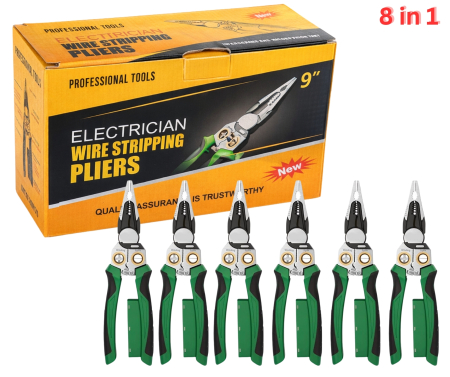 Noutati Real Auto - Set 6 bucati - Cleste multifunctional pentru dezizolat si prelucrat cabluri 8 in 1 cu tester de tensiune (12V-220V)