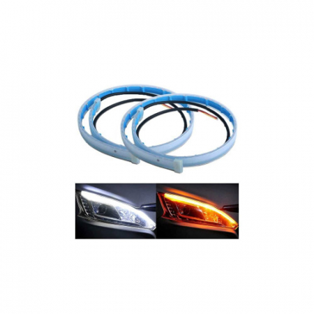 Set banda DRL LED lumina alba si semnalizare dinamica galbena 60cm 12V [1]