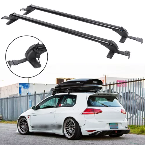 Accesorii pentru exterior - Set Bare Portbagaj Transversale Aluminiu VW Golf MK7 2011-2021 cu cheie