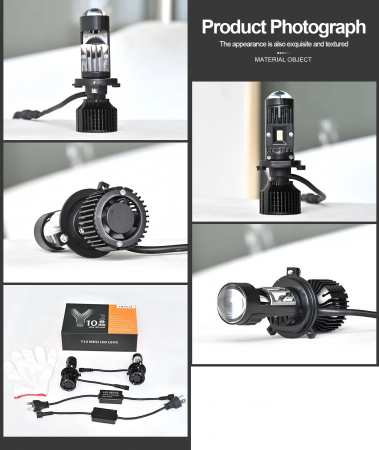 Set Becuri auto H4 LED cu lupa, Y10 , 200%, 60W 6400LM, 6000K, 360° Canbus - 12V [2]