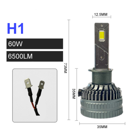 Set becuri LED H1 - 12V-24V, 60W, 6500LM, 6000K, CANBUS fara erori [2]