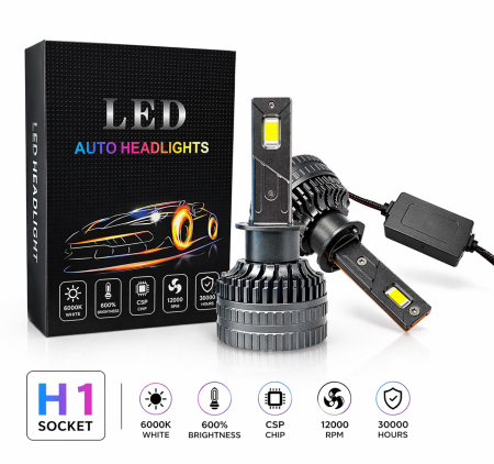 Electronice si electrice auto - Set becuri LED H1 - 12V-24V, 60W, 6500LM, 6000K, CANBUS fara erori