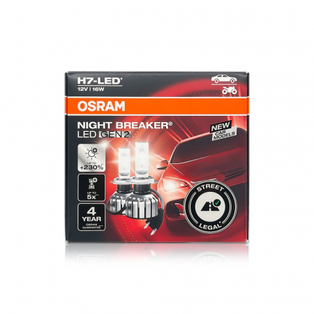 Set becuri LED H7 Night Breaker Omologat RAR ,Gen 2+ 230% Pro 12V,16W [0]