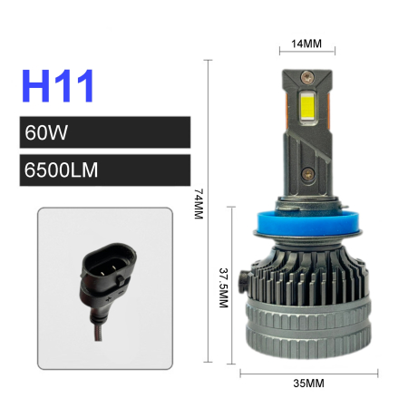 Set becuri LED H8 / H9 / H11 - 12V-24V, 60W, 6500LM, 6000K, CANBUS fara erori [1]