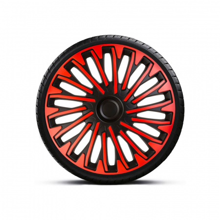 Capace roti 15 inch - Set Capace Roti 15` Rosu-Negru Cu Inel Negru Soho