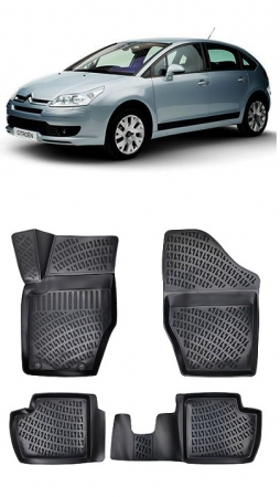 Covorase auto dedicate din cauciuc - Set Covorase Auto Cauciuc tavita Citroen C4 I (2004-2010)