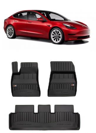 TESLA - Set Covorase Auto din cauciuc Tavita Premium 3D Tesla Model 3 (2017-2022)