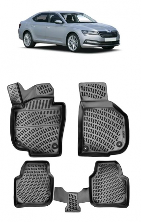 Skoda - Set covorase auto din cauciuc tip tavita SKODA SUPERB III 3D (2015-2019)
