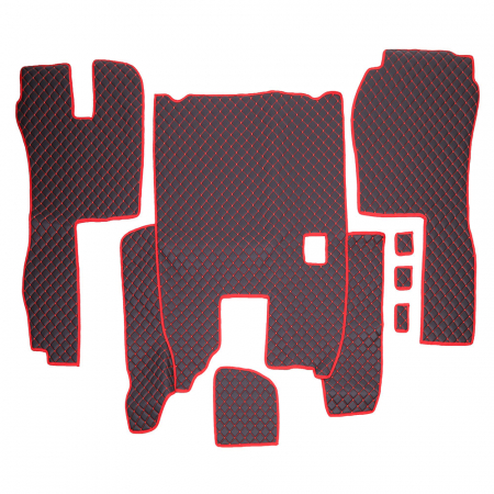 Huse auto - Set Covorase Piele Ecologica Truck Umbrella Pentru Scania Seria R 2005-2016, Manuala, Negru