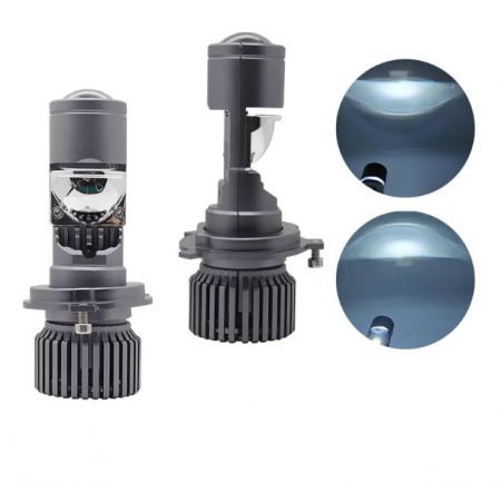 Set becuri LED cu lupă H4 12V - 24V 80W 12000LM pentru faruri Canbus fără erori 6000K-6500K scurte/lungă [2]