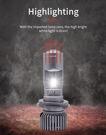 Set becuri LED cu lupă H4 12V - 24V 80W 12000LM pentru faruri Canbus fără erori 6000K-6500K scurte/lungă [10]