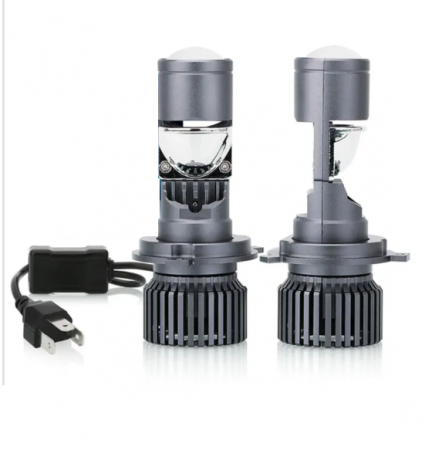Electronice si electrice auto - Set becuri LED cu lupă H4 12V - 24V 80W 12000LM pentru faruri Canbus fără erori 6000K-6500K scurte/lungă