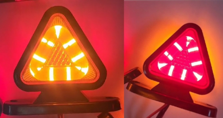 Set de 2 bucăți 18 LED poziție lumină roșie + portocalie pentru bus, van, remorcă, platformă, rulotă 12V-24V, cu formă triangulară [3]
