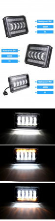 Set de 2 bucăți, LED halogen universal 5 , 12V-24V fază scurtă/lungă cu DRL lumini de zi, semnalizator alb-galben 8000lm pentru ATV, jeep, camion, tractor și altele [3]
