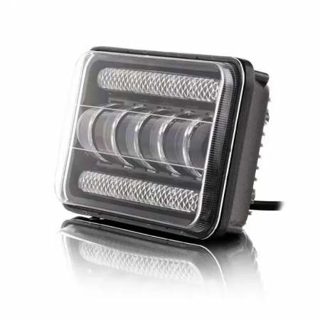Set de 2 bucăți, LED halogen universal 5 , 12V-24V fază scurtă/lungă cu DRL lumini de zi, semnalizator alb-galben 8000lm pentru ATV, jeep, camion, tractor și altele [12]