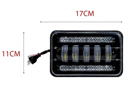 Set de 2 bucăți, LED halogen universal 5 , 12V-24V fază scurtă/lungă cu DRL lumini de zi, semnalizator alb-galben 8000lm pentru ATV, jeep, camion, tractor și altele [1]