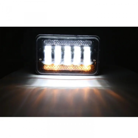 Set de 2 bucăți, LED halogen universal 5 , 12V-24V fază scurtă/lungă cu DRL lumini de zi, semnalizator alb-galben 8000lm pentru ATV, jeep, camion, tractor și altele [5]