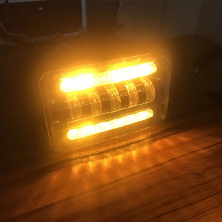 Set de 2 bucăți, LED halogen universal 5 , 12V-24V fază scurtă/lungă cu DRL lumini de zi, semnalizator alb-galben 8000lm pentru ATV, jeep, camion, tractor și altele [8]