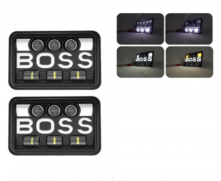Proiectoare, lampi si leduri - Set de 2 bucăți, LED halogen universal 5 , 12V-24V fază scurtă/lungă cu DRL lumini de zi, semnalizator alb-galben 9600lm pentru ATV, jeep, camion, tractor și altele