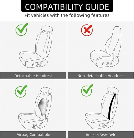 Set  Huse Scaune Auto Impermeabile cu Buzunar de Depozitare si Protectie Centura de Siguranta - Negrue [6]