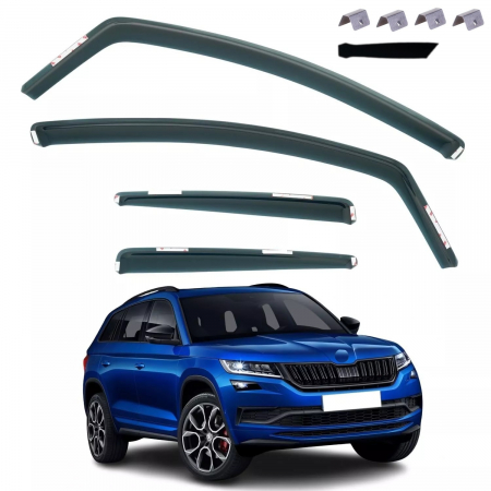 Accesorii pentru exterior - Set Paravanturi auto geamuri față și spate, pentru SKODA KODIAQ 2017-2023