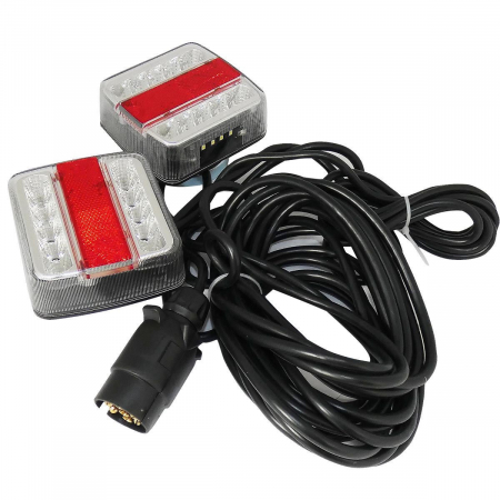 Accesorii Remorca - Set stopuri LED cu cinci funcții 12V cu magnet și cablu 7,5m pentru remorci, platforme, rulote și altele.