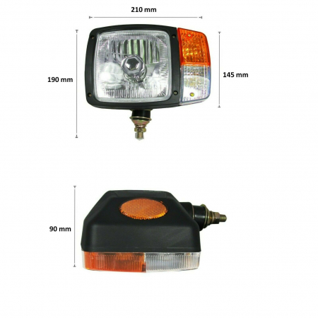 Set Faruri cu Semnalizare Cu Cablu, Utilaje Dezapezire Buldoexcavator Tractor H4, 24V , Stanga si Dreapta [2]