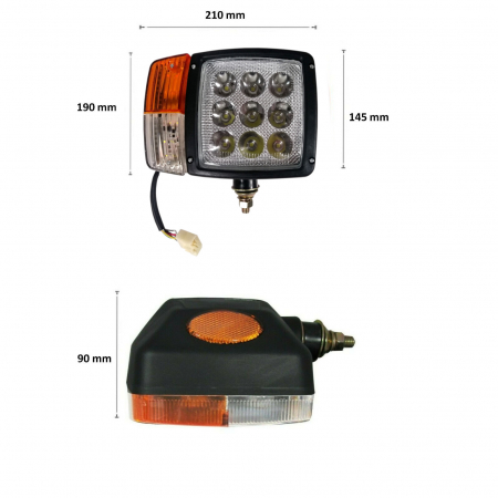 Set Faruri cu Semnalizare 9 LED, Cu Cablu Si Priza, Utilaje Dezapezire, Buldoexcavator, Tractor, 12V - 24V [5]