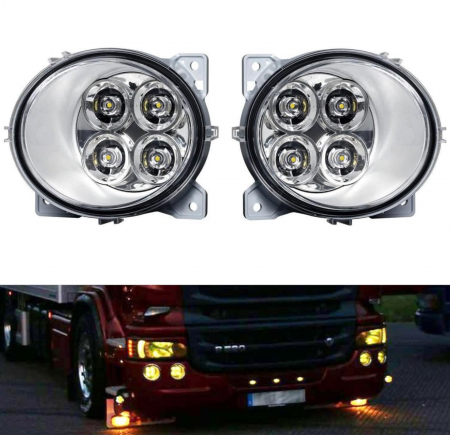Proiectoare, lampi si leduri - Set Proiectoare de Ceață LED Stânga + Dreapta pentru Scania P, G, R, T după 2004 – Galben