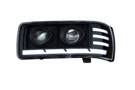 Set Faruri LED   DAF  XF105 stanga + dreapta cu 2 lupe Space Cab / Super Space Cab, 24V, DRL Alb-Portocaliu, Startup Effect [2]