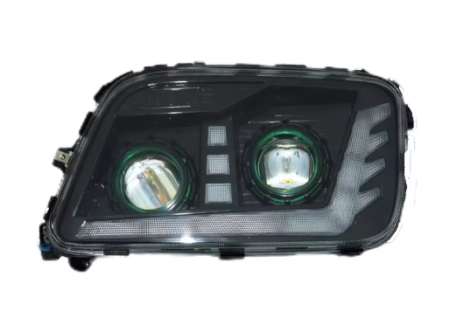 Set Faruri LED  Mercedes-Benz Actros MP3 / MegaSpace 2008-2011 Stanga + Dreapta cu 2 Lupe, 24V, DRL Alb-Portocaliu, Startup Effect, [3]