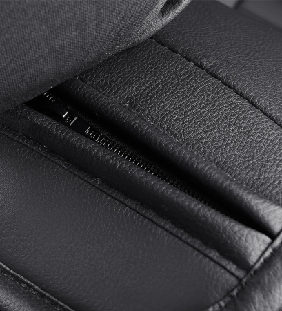 Set Huse Auto universale luxoase din piele ecologica cu material textil, negru pentru scaune fata si spate [5]