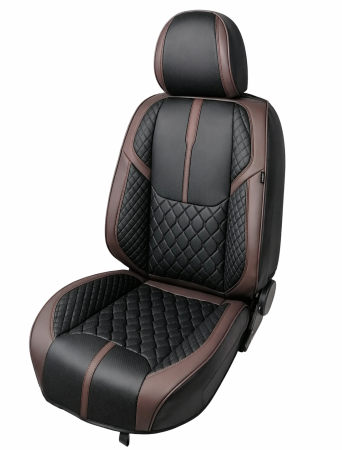 Set Huse Auto universale din piele ecologica, negru-maro, integral din piele ecologica, pentru scaune fata si spate [1]