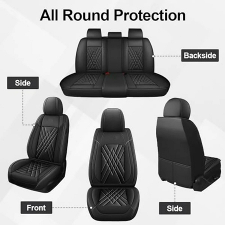 Set Huse Auto universale luxoase din piele ecologica, negru pentru scaune fata si spate [6]