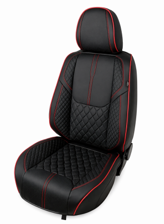 Set Huse Auto universale luxoase din piele ecologica, negru-rosu, integral din piele ecologica, pentru scaune fata si spate [1]