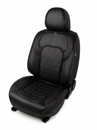 Set Huse Auto universale luxoase din piele ecologica, Negru-Rosu pentru scaunele din fata si din spate [1]