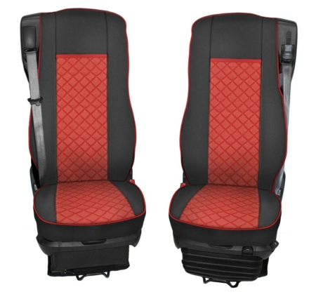 Set huse din piele ecologica pentru DAF XF 106 2015-2021 - Roșu/Negru [1]