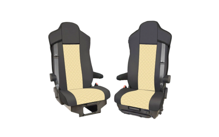 Accesorii pentru interior - Set huse din piele ecologica pentru IVECO STRALIS S-WAY 2021-2025- Bej/Negru