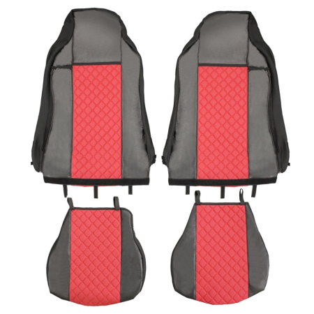 Set huse din piele ecologica pentru IVECO STRALIS S-WAY (2021-2025) Roșu/Negru [6]